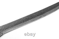 Custom Handmade Damascus Steel Sword With Bone & Brass Handle + Leather Sheath