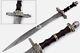 Custom Handmade Damascus Steel Viking Sword With brass wood handle battle sword