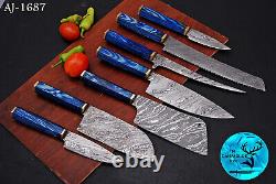 Custom Handmade Forged Damascus Steel Chef Knife Kitchen Knives Chef Set -1687