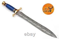 Custom Handmade Forged Damascus Steel Sword With Wood & Brass Handle 1661
