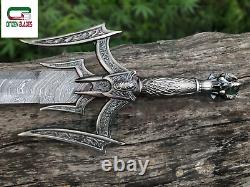 Custom Handmade Forged Damascus Steel Viking Sword With Brass & Wood Handle 1085