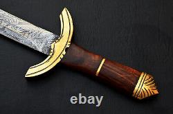 Custom Handmade Forged Damascus Steel Viking Sword Wood & Brass Handle 2576