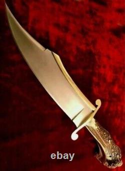 Custom Handmade Steel D2 Colt Stag Bowie Knife Handle Brass Clip