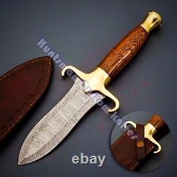 Custom Made Forged Damascus Steel Medieval DAGGER withWenge Wood Grip &Brass guard