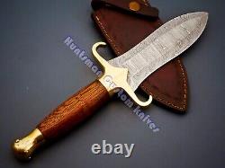 Custom Made Forged Damascus Steel Medieval DAGGER withWenge Wood Grip &Brass guard