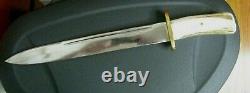 Custom Made Huge Stag Handle Long Fixed Blade Knife with Brass Hilt & Blood Groove
