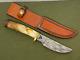 Custom Made J. A. Lonewolf Knife Scrimshawed Eagle Stag Handle Damascus Blade