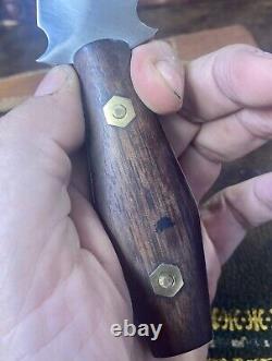 Custom Steel Knife 10.5 with7.5 Blade & Wood Handle Brass Fittings Sheath By BFF