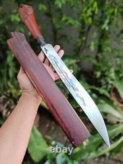 Custom Thai machete camping knife 13.5 Bearing steel engraved blade, Rosewood