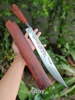 Custom Thai machete camping knife 13.5 Bearing steel engraved blade, Rosewood