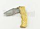 Custom handmade Damascus Steel Hunting Folding Pocket knife Brass Copper Handle