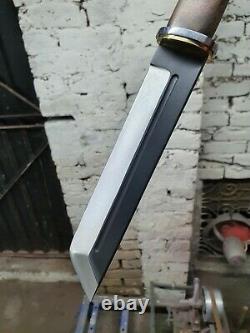 Custom handmade high carbon steel 14 tanto knife rosewood handle brass clip