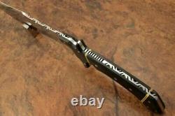 Custom handmade high carbon steel 21 hunting bowie knife handle black micarta