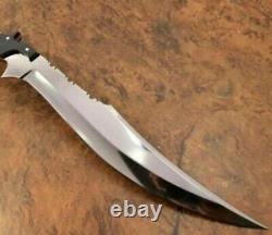 Custom handmade high carbon steel 21 hunting bowie knife handle black micarta