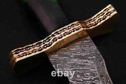 DAMASCUS Steel SWORD Beautiful Wood Handle with Brass Guard, Khopesh Sword, Comb