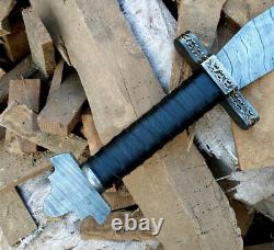 DAMASCUS handmade 33long blade sword, Brass hand guard with traditional handle