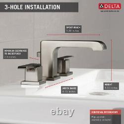 DELTA ARA 2 Handle Widespread Bathroom Faucet 3567-SSMPU-DST -STAINLESS STEEL