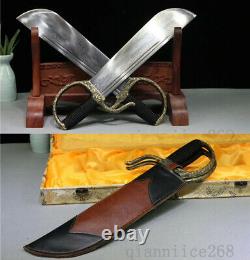Damascus Folded Steel Blade Copper Has Flower Handle Chinese Hudi Sword