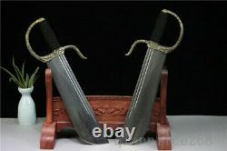 Damascus Folded Steel Blade Copper Has Flower Handle Chinese Hudi Sword