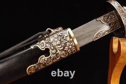 Damascus Folded Steel Clay Qing Dao Brass Handle Chinese Broadsword Sword -Y1155
