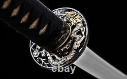 Damascus Folded T10 Steel Katana High Quality Japanese Samurai Sharp Sword Brass