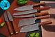 Damascus Steel Chef Kitchen Knife Set With Wood & Brass Bolster Handle M 133