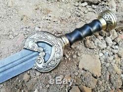 Damascus Steel Handmade Sword horse face handle Overall 34 inches long