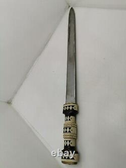 Damascus Vintage Rare Handmade Sword Dagger knife, Brass Sheath, Wooden Handle