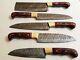 Damascus steel Chef Set 5 Pics Sharp Edge Brass & wood handle, Leather cover