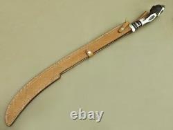 Damascus steel hand made sword sharp edge razor stag handle overall 18 long