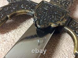 Decorative Sword with Scabbard Stainless China Brass Handle & Accents Wood Grain