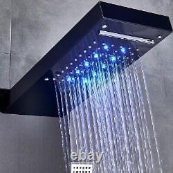 ELLO&ALLO LED Shower Panel Tower System Rain Massage Jets Faucet Stainless Steel