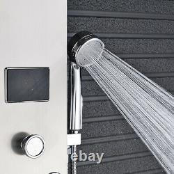 ELLO&ALLO Silver Shower Panel System Tower LED Rain Waterfall Stainless Steel