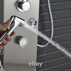 ELLO&ALLO Silver Shower Panel System Tower LED Rain Waterfall Stainless Steel