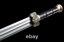 Ebony Handle/SAYA Brass HanJIan Chinese KUNGFU Sword Battle Saber Damascus Steel