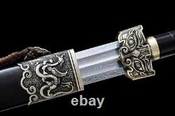 Ebony Handle/SAYA Brass HanJIan Chinese KUNGFU Sword Battle Saber Damascus Steel