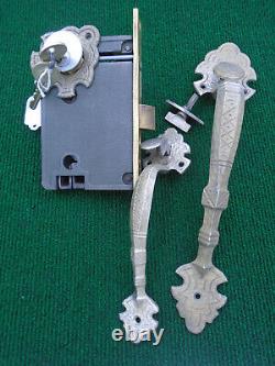 FULL SET WELCH DOUBLE THUM ENTRY MORTISE LOCK SET withKEYS, PLATES, HANDLES(12648)