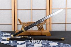 Folded steel Chinese sword gentleman jian brass fittings ebony handle scabbard
