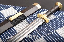 Folded steel Chinese sword gentleman jian brass fittings ebony handle scabbard