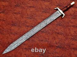 Forged Hunting Warrior Sword Brass Guard Pommel Walnut Grip