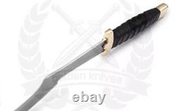 GB28 CUSTOM HANDMADE 27 J2 STEEL MOON SWORD WITH LEATHER SHEETH free shipping