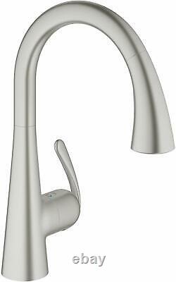 GROHE LadyLux3 Café Single-Handle Pull-Down Kitchen Faucet, Super Steel Infinity