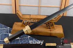 Gentleman Jian Chinese Sword Brass Fittings Ebony Handle Scabbard Sharp Blade