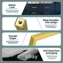 Gold Square Brushed Satin Brass Cabinet Handles Pulls Kitchen Stainless Steel