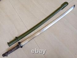 Green Military Japan Army Nco. Sword Samurai Katana Saber Brass Handle with Sign