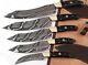 HAND FORGED DAMASCUS STEEL CHEF KNIFE KITCHEN Knives Set WithBull Horn Brass Handl