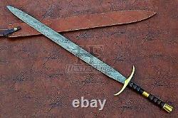 HUNTEX Custom Handmade Damascus 94 cm Long FullTang Rosewood Handle Viking Sword