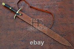 HUNTEX Custom Handmade Damascus 94 cm Long FullTang Rosewood Handle Viking Sword