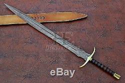 HUNTEX Custom Handmade Damascus 98 cm Long FullTang Rosewood Handle Viking Sword
