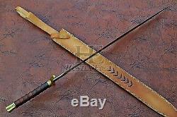 HUNTEX Custom Handmade Damascus 98 cm Long FullTang Rosewood Handle Viking Sword